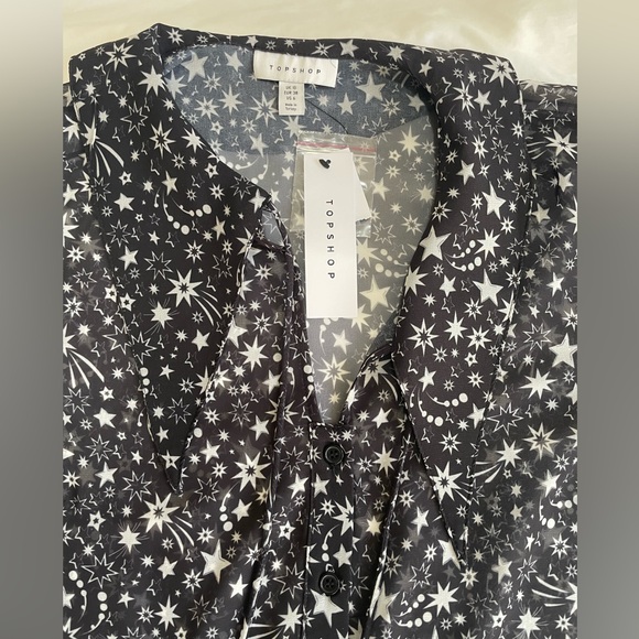 Topshop Sheer Star Print Shirt - Picture 2 of 5